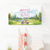 Hole In One Pink Golf 1. Geburtstag Banner (Insitu)