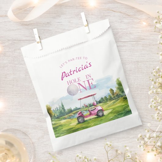 Hole In One Pink Golf 1. Geburtstag Geschenktütchen (Ausgeschnitten)