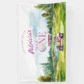 Hole In One Pink Golf 1st Birthday  Banner (Vertikal)