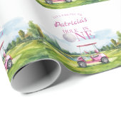 Hole In One Pink Golf 1st Birthday Geschenkpapier (Rolleneckpunkt)