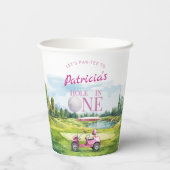 Hole In One Pink Golf 1st Birthday  Pappbecher (Rückseite)