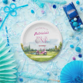 Hole In One Pink Golf 1st Birthday  Pappteller (Party)