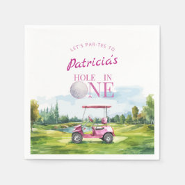 Hole In One Pink Golf 1st Birthday  Serviette