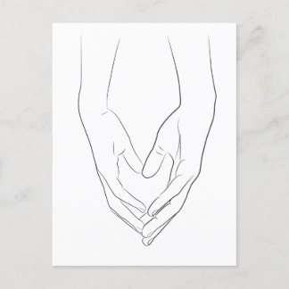 Holen der Hände Herz Minimal Linie Niedlich Einfac Postkarte