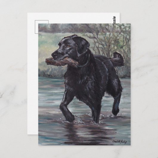 Holen Sie Black Labrador Retriever Hund Art Postka Postkarte (Vorne/Hinten)