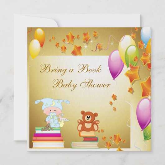 Holen Sie einem Buch elegante Baby-GoldBabyparty Einladung (Vorderseite)