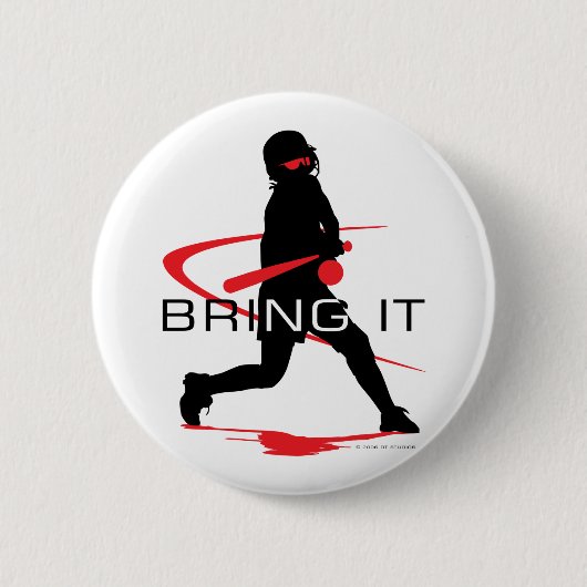 Holen Sie ihm roten Teig-Softball Button (Vorderseite)