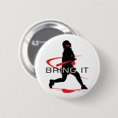 Holen Sie ihm roten Teig-Softball Button (Vorne & Hinten)