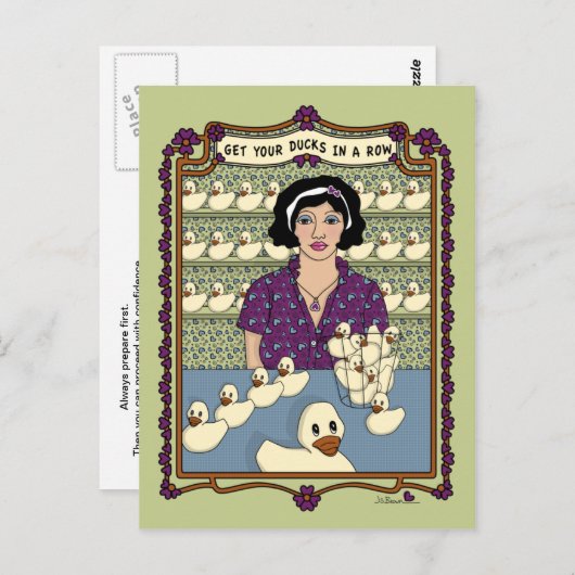Holen Sie Ihre Enten in eine Row_A_Postkarte Postkarte (Vorne/Hinten)