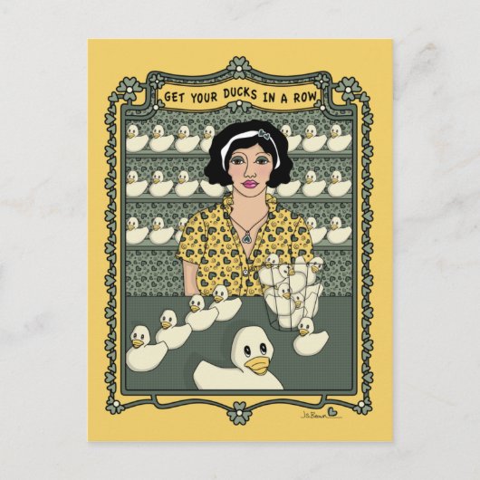 Holen Sie Ihre Enten in eine Row_C_ Postkarte (Vorderseite)