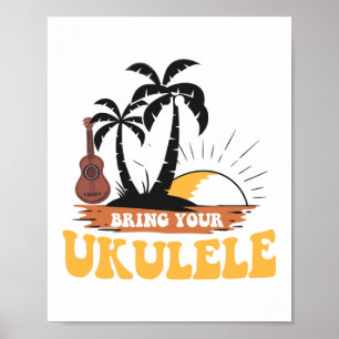 Holen Sie Ihren Ukulele Player Hawaiian Beach Musi Poster