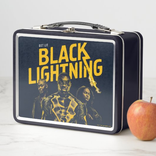 Holen Sie Lit - Schwarzes Blitz Metall Brotdose (Beispiel)