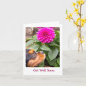 Holen Sie sich bald Dahlia und Cavalier King Charl Karte (Gelbe Blume)