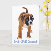 Holen Sie sich bald gut Boxer Dog Grußkarte - Vers Karte (Gelbe Blume)