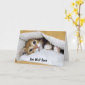 Holen Sie sich bald Orange Tabby Kitten Karte (Gelbe Blume)