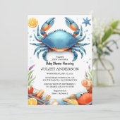 Holen Sie sich Beach Ocean Catch Navy Blue Crab Ba Einladung (Stehend Vorderseite)