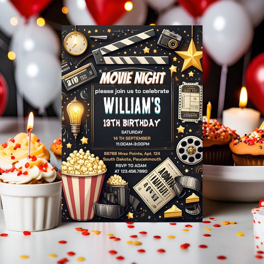 Holen Sie sich Camping Popcorn Filmabend 13. Gebur Einladung