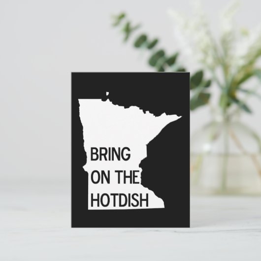 Holen Sie sich die Hotdish Funny Minnesota Postkar Postkarte (Stehend Vorderseite)