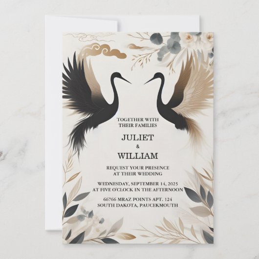 Holen Sie sich Feather Rustic Asian Sky Cloud Cran Einladung (Vorderseite)