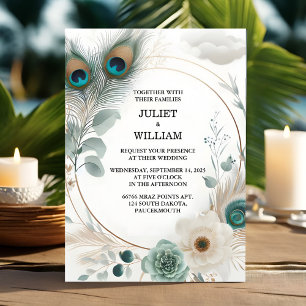 Holen Sie sich Feather Rustic Asian Sky Cloud Peac Einladung