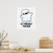 Holen Sie sich Ihr Blatt zusammen Funny Ghost Puff Poster (Küche)