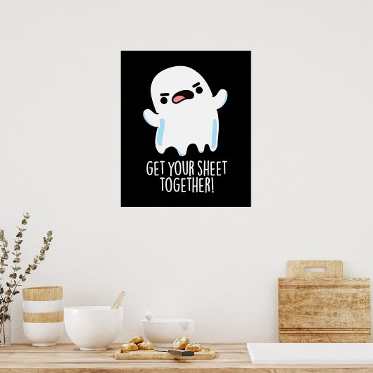Holen Sie sich Ihr Blatt zusammen Funny Ghost Puff Poster (Küche)