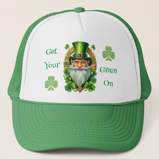 Holen Sie sich Ihr Green auf dem Leprechaun St Pat Truckerkappe (Vorderseite)