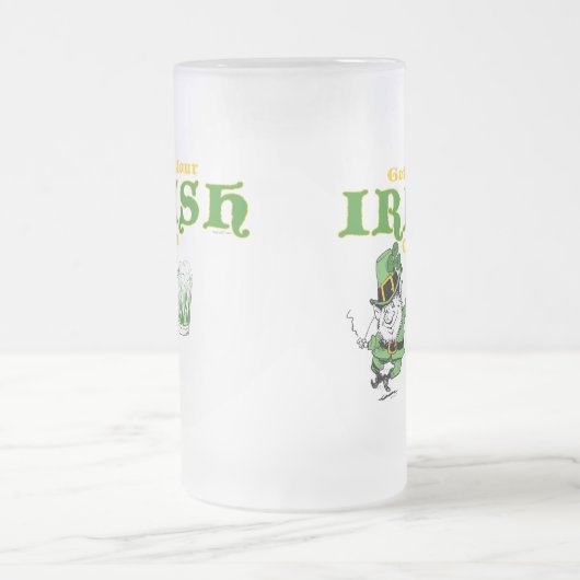 Holen Sie sich Ihr Irisch auf der Leprechaun-Tasse Mattglas Bierglas (Mittel)