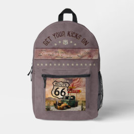 Holen Sie sich Ihre Kicks auf Route 66 Bedruckter Rucksack
