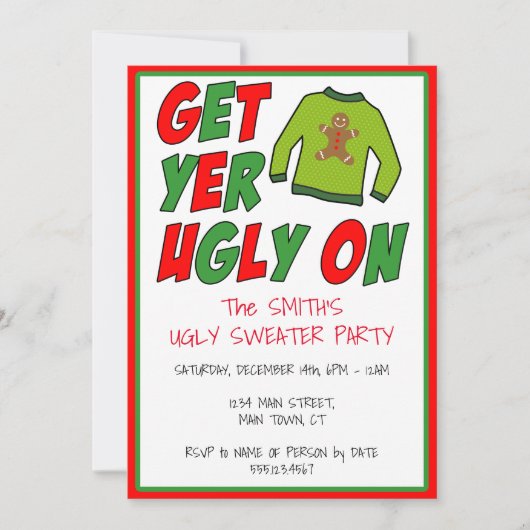 Holen Sie sich Ihren Hauch auf die hässliche Weihn Einladung (Vorderseite)