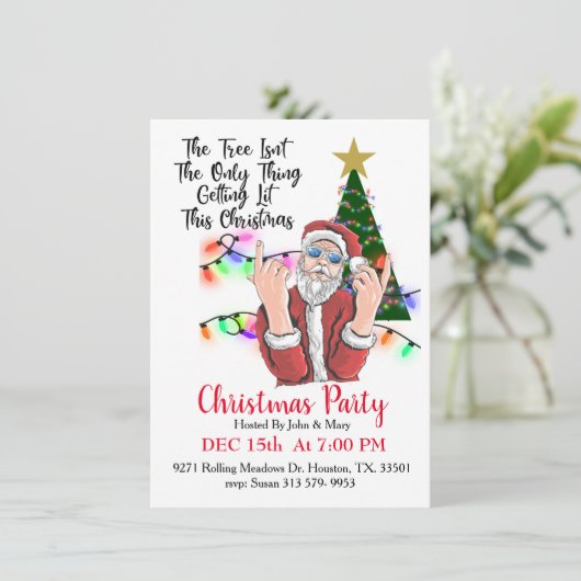 Holen Sie sich Lit Weihnachten Einladung (Stehend Vorderseite)