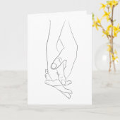 Holen von Händen Herz Minimal Linie Art Niedliche  Karte (Gelbe Blume)