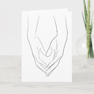Holen von Händen Herz Minimal Linie Kunst Niedlich Karte
