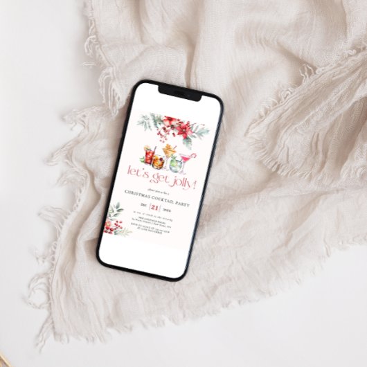 Holen wir uns Jolly Cocktail Holiday Poinsettia Einladung