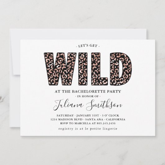 Holen wir uns Wild Rose Gold Leopard Bachelorette Einladung (Vorderseite)