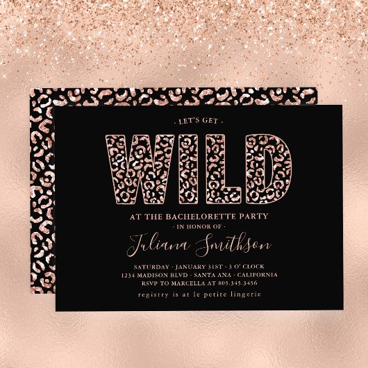 Holen wir uns Wild Rose Gold Leopard Bachelorette  Einladung