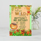 Holen wir uns Wild Safari Animal Birthday Party Einladung (Stehend Vorderseite)
