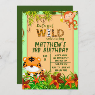 Holen wir uns Wild Safari Animal Birthday Party Einladung