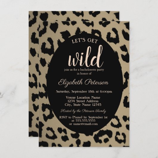 Holen wir uns Wild, Tierleopard Print Bachelorette Einladung (Vorne/Hinten)