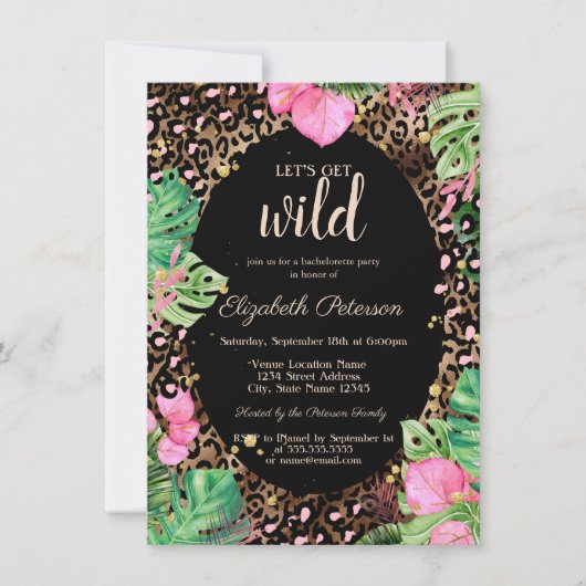Holen wir Wild Leopard Print Tropical Einladung (Vorderseite)