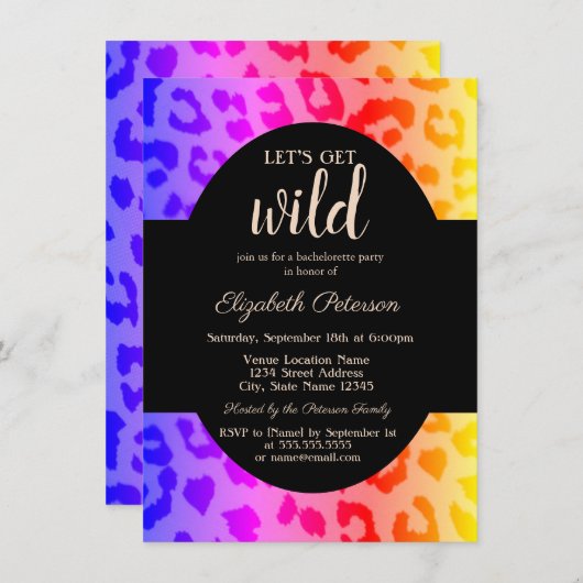 Holen wir Wild Ombre Leopard Print Bachelorette Einladung (Vorne/Hinten)