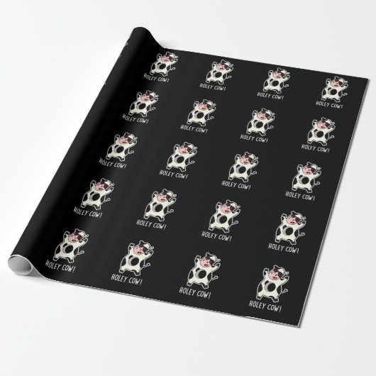 Holey Cow Funny Animal Pub Dark BG Geschenkpapier (Ungerollt)