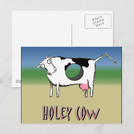 Holey Kuh Postkarte (Vorne/Hinten)