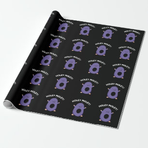 Holey Moley Funny Mole Pun Dark BG Geschenkpapier