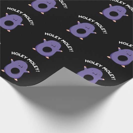Holey Moley Funny Mole Pun Dark BG Geschenkpapier (Ecke)