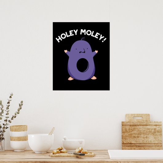 Holey Moley Funny Mole Pun Dark BG Poster (Küche)