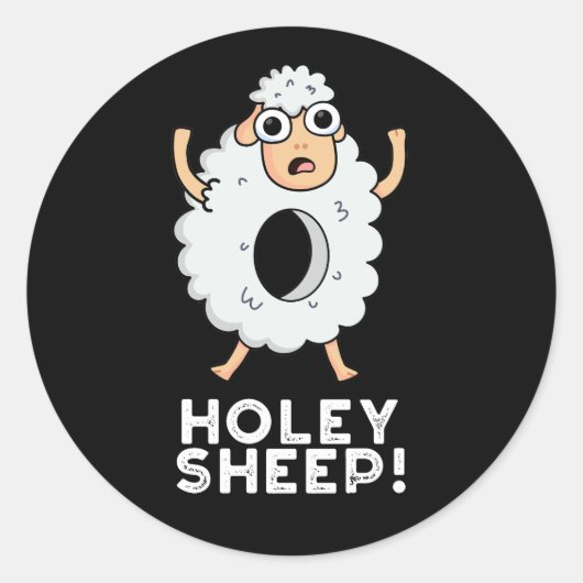 Holey Sheep Funny Animal Pub Dark BG Runder Aufkleber (Vorderseite)