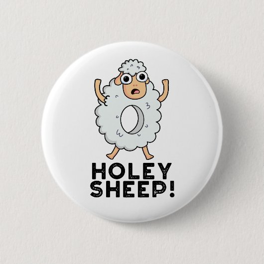 Holey Sheep Funny Animal Puff Button (Vorderseite)