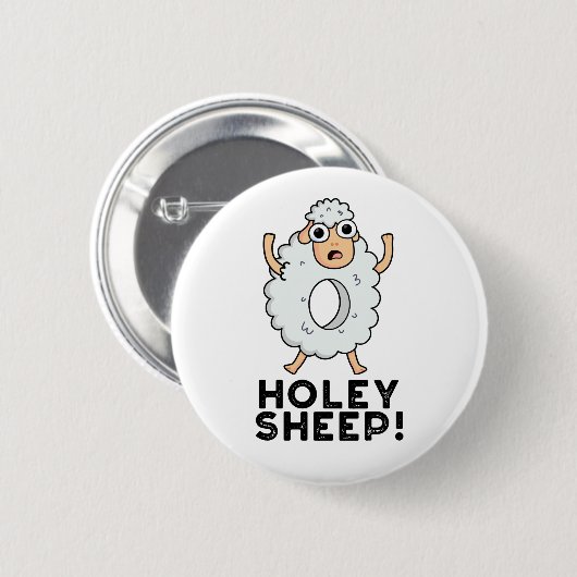 Holey Sheep Funny Animal Puff Button (Vorne & Hinten)
