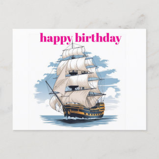 Holey Ship Boat Birthday Card, nautischer Geburtst Postkarte
